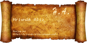 Hrivnák Aliz névjegykártya